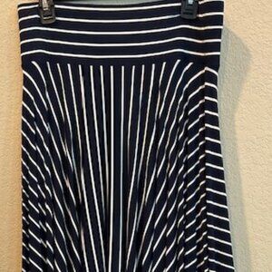 Cabi Twirl Skirt - Navy/White Stripe - Medium